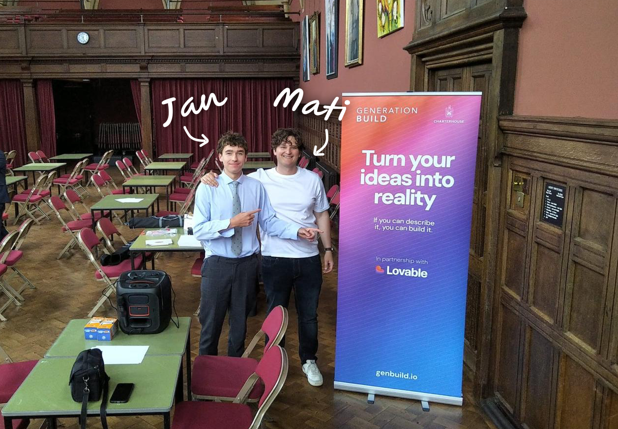 Mati Remi and Jan Michalski-Leach — Generation Build Mati Remi and Jan Michalski-Leach, co-founders of Generation Build, at Charterhouse